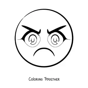 Coloring page of an angry woman emoji