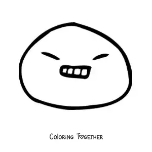 Coloring page of a simple angry emoji