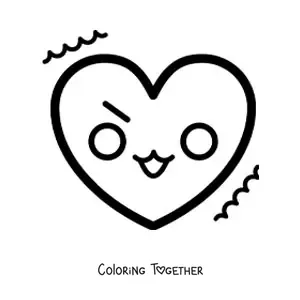 Coloring page of an angry heart emoji