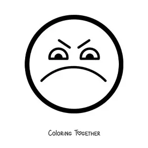 Coloring page of an angry face