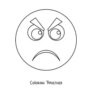Coloring page of an angry person emoji