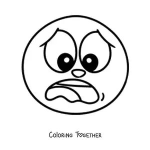 Coloring page of a scared emoji screaming