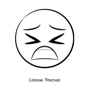 Coloring page of a fear emoji