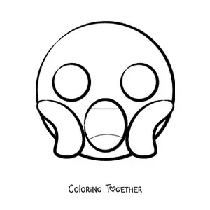 Coloring page of a face screaming in fear