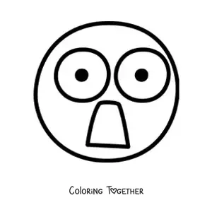 Coloring page of a scared face screaming