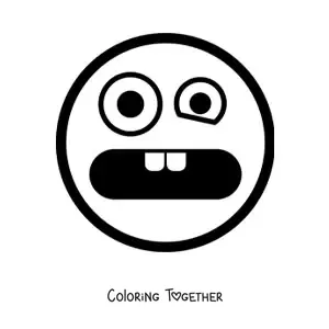 Coloring page of an animated scared emoji