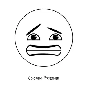Coloring page of a scared emoji