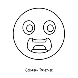 Coloring page of a fear emoji