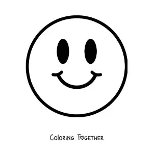 Coloring page of a happy face emoji