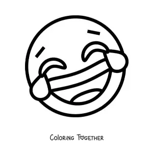 Coloring page of a laughing emoji