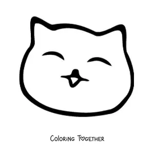 Coloring page of a happy cat emoji