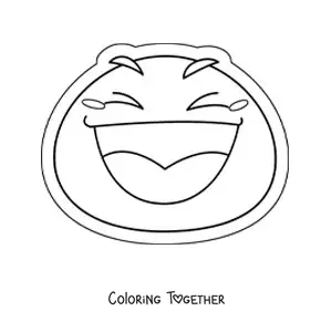 Coloring page of a laughing emoji