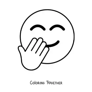 Coloring page of a laughing face emoji