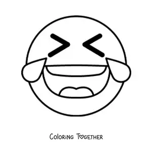 Coloring page of a laughing emoji