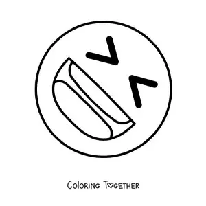 Coloring page of a laughing happy face emoji
