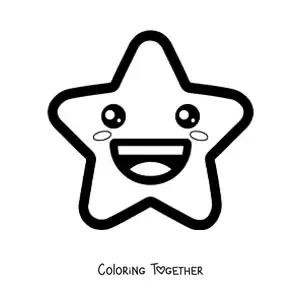 Coloring page of a happy star emoji