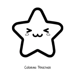 Coloring page of a happy kawaii star emoji