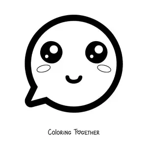 Coloring page of a happy face kawaii emoji