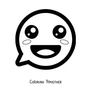 Coloring page of a smiling face kawaii emoji