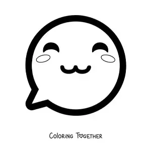 Coloring page of a smiling kawaii emoji