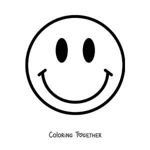 Coloring page of an easy happy face