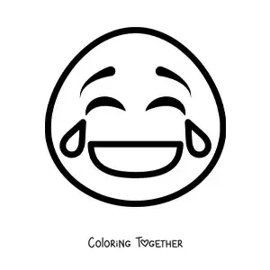 Coloring page of a laughing face emoticon