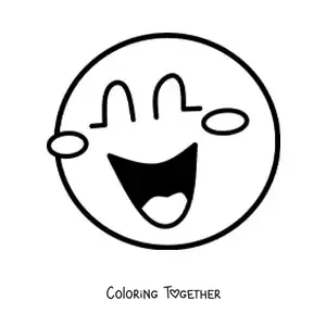 Coloring page of a laughing emoticon