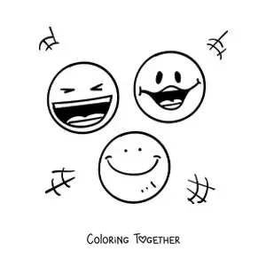 Coloring page of happy face emojis
