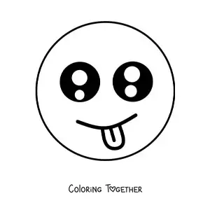 Coloring page of a kawaii happy face emoticon