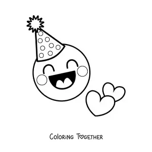 Coloring page of a happy birthday emoji