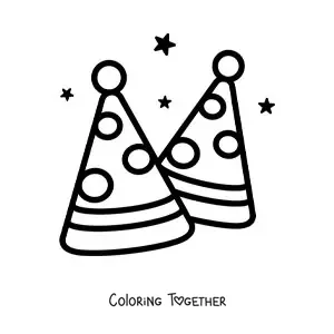Coloring page of a birthday party hats emoji