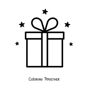 Coloring page of a birthday gift emoji