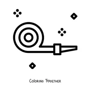 Coloring page of a birthday party whistle emoji