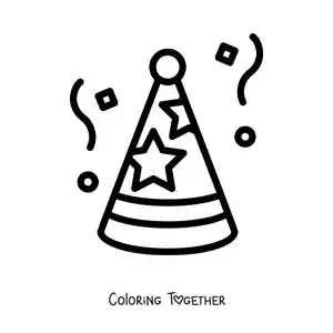 Coloring page of a birthday party hat emoji