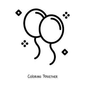 Coloring page of a birthday balloons emoji