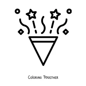Coloring page of a birthday party popper emoji