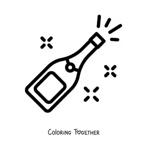 Coloring page of a party champagne emoji
