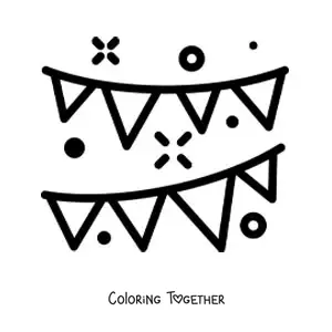 Coloring page of a birthday party decorations emoji