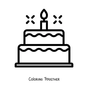 Coloring page of a birthday cake emoji