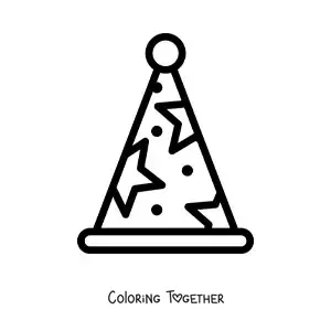 Coloring page of a party hat emoji
