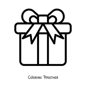 Coloring page of a big birthday gift emoji