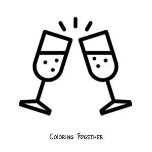 Coloring page of a birthday toast emoji