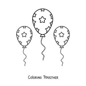 Coloring page of a party balloons emoji