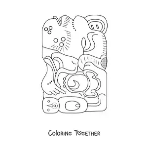 Coloring page of a Mayan hieroglyph