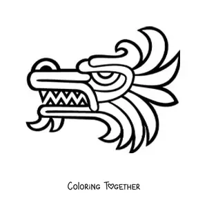 Coloring page of a Mayan sculpture