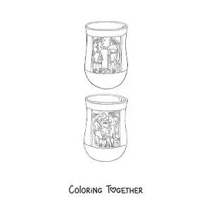 Coloring page of Aztec vessels