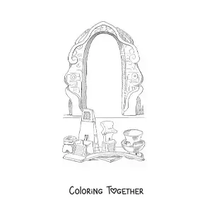 Coloring page of Aztec art