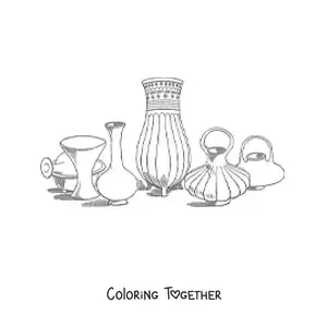Coloring page of Aztec pottery