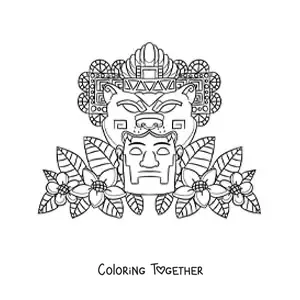 Coloring page of art from the Aztec civilization