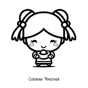 Coloring page of an animated kawaii Chinese girl